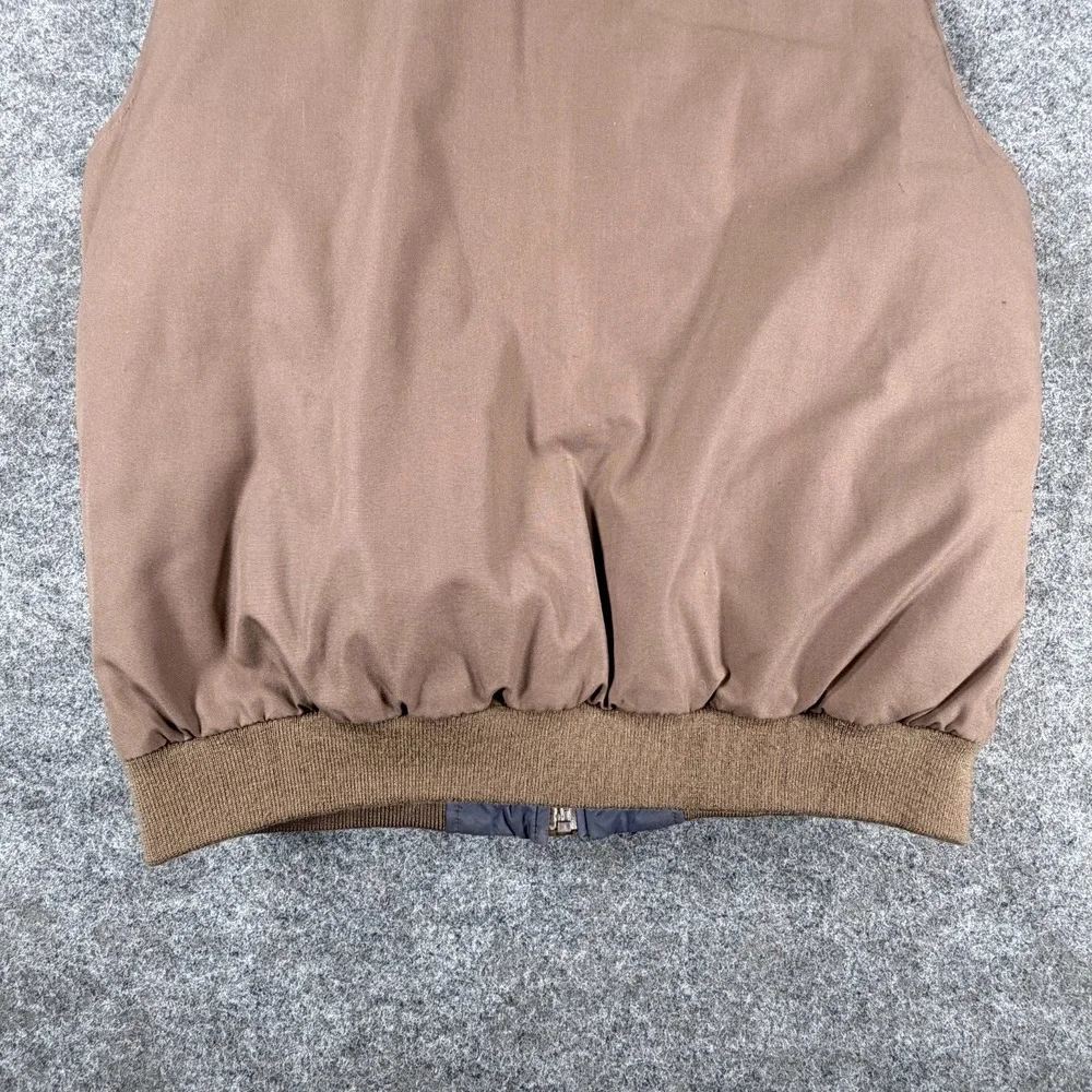 Outdoor Exchange Reversible Down Vest Mens Large Brown Blue Mock Neck Full‎ Zip